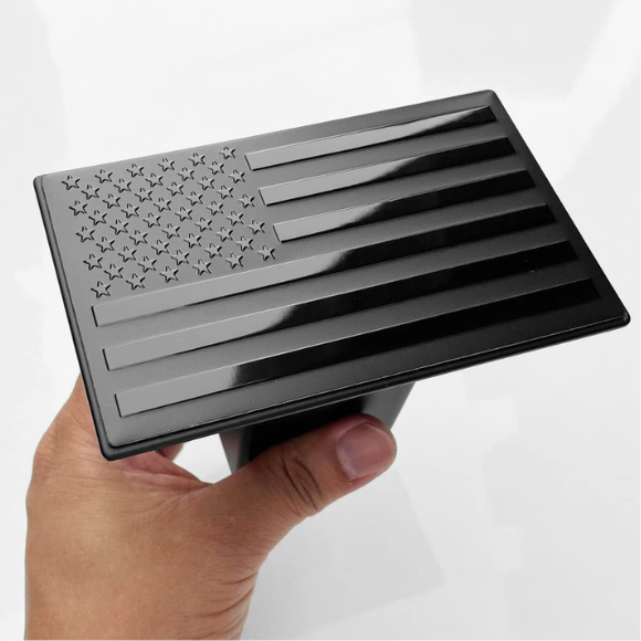 American Flag Metal Trailer Hitch Cover for 2 inch Receivers(with 5/8-Inch Pin Diameter Trailer Hitch Lock ) (Black)