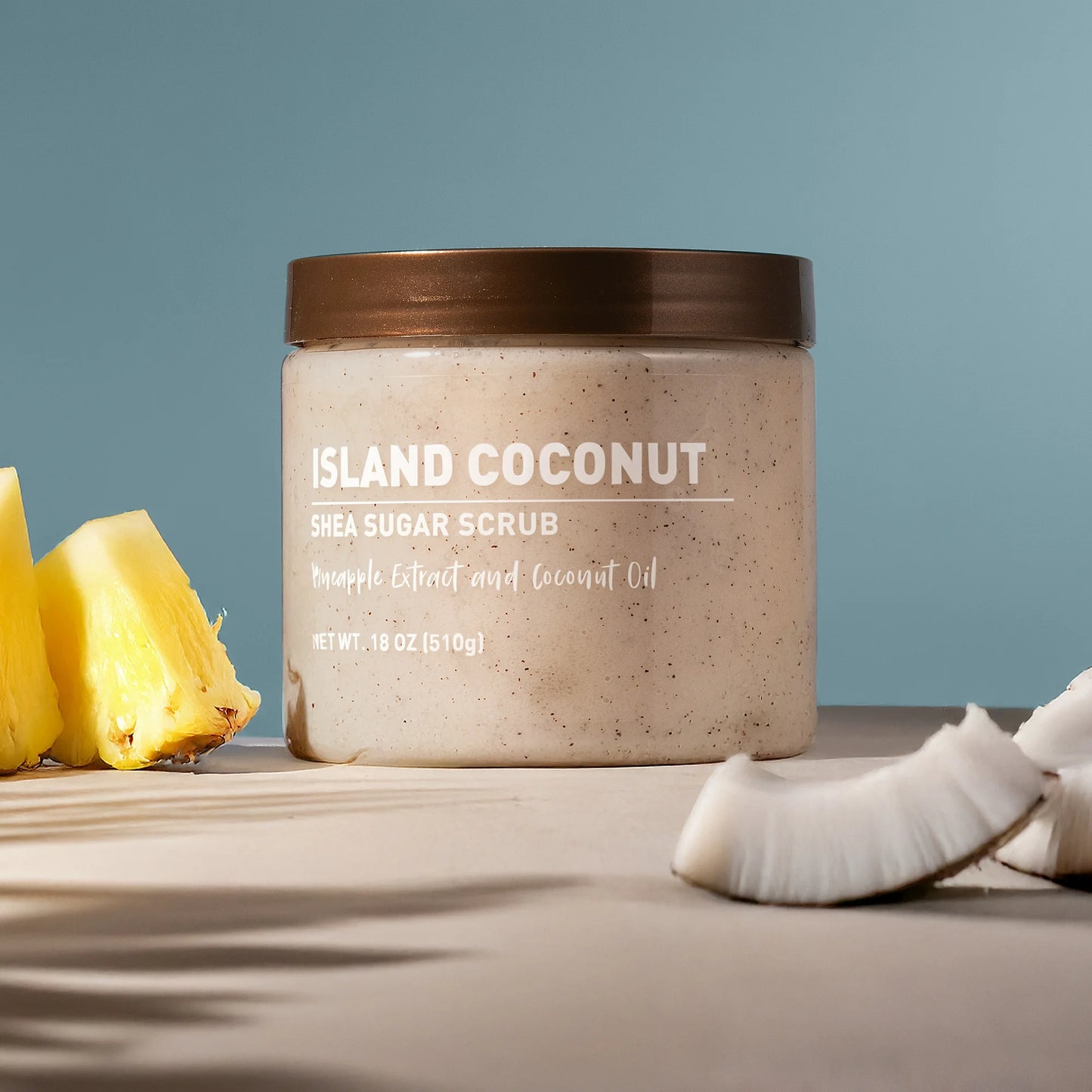Island Coconut Shea Sugar Scrub Pineapple Extract and Coconut Oil 18 OZ