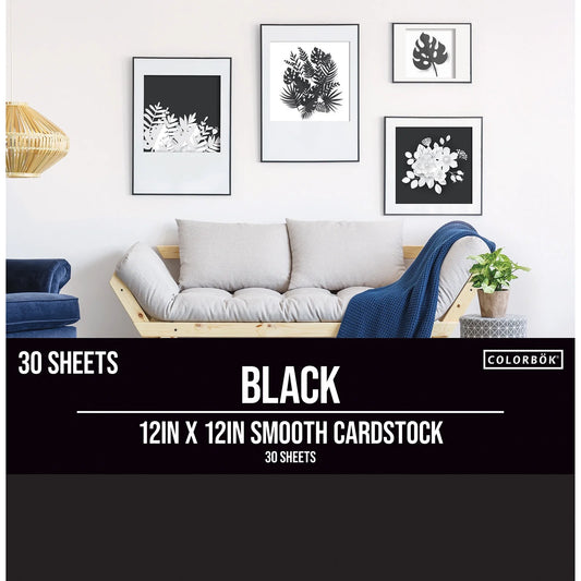 Colorbök Smooth Black Cardstock, 12in x 12in, 121 lbs./ 180 Gsm, 30 Sheets