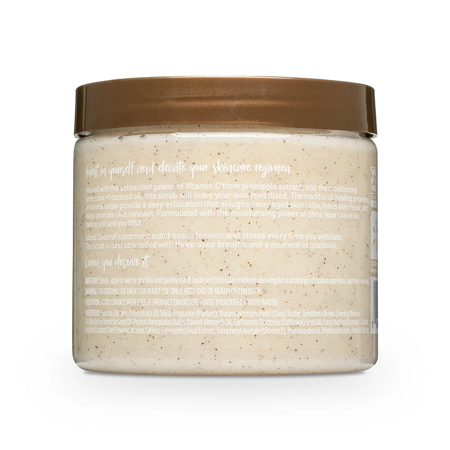 Island Coconut Shea Sugar Scrub Pineapple Extract and Coconut Oil 18 OZ
