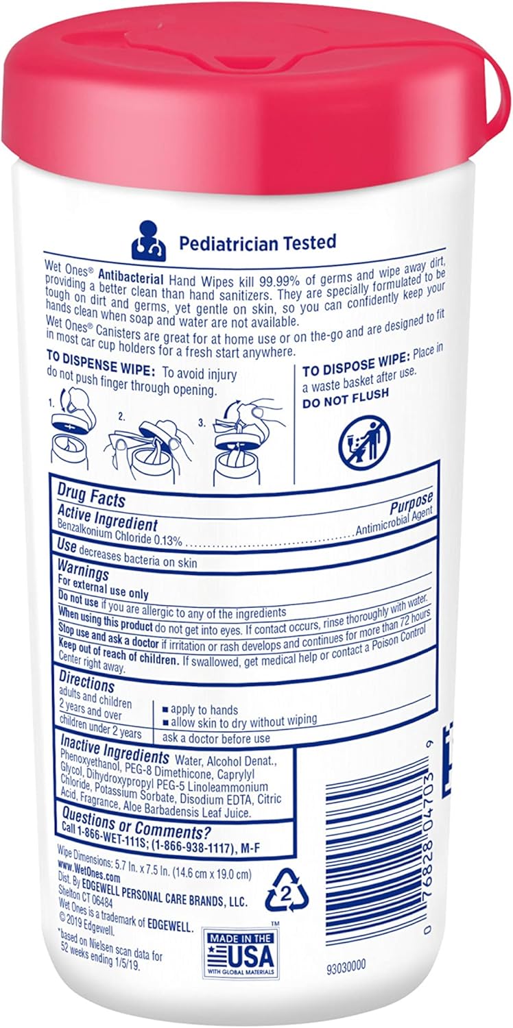 Wet Ones Antibacterial Hand Wipes, Fresh Scent Wipes | Antibacterial Wipes, Hand Sanitizer Wipes, Wet Ones Wipes, 40 ct. Canister