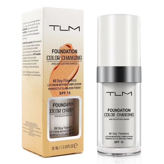 Color Changing Foundation by TLM, Liquid Foundation Makeup, All Day Flawless Age Defying, Hides Wrinkles & Lines, Sensitive Skin Safe, 1 Fl.Oz