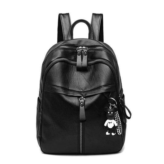 Luxury Waterproof Women’s Leather Black Backpack