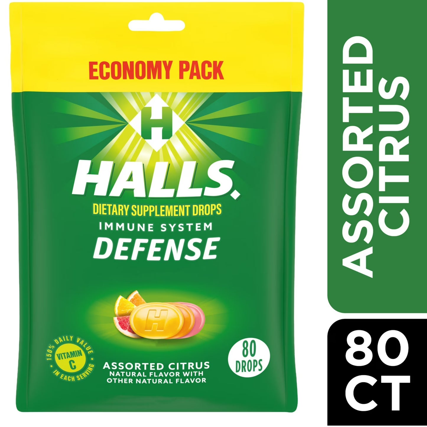 Halls Dietary Supplement Drops Immune System Defense / Assorted Citrus