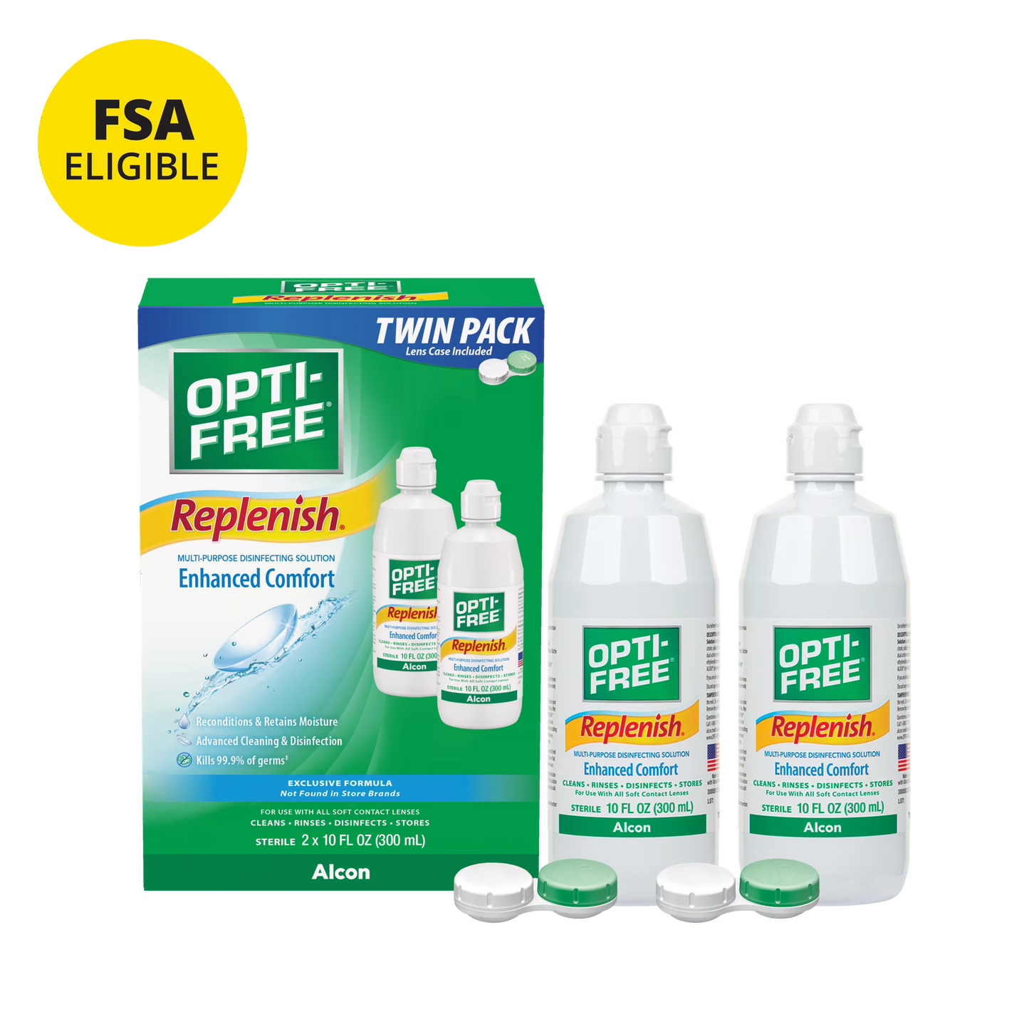 Opti-Free Replenish Multi-Purpose Disinfecting Solution Contact Lens 10fl oz, Twin Pack