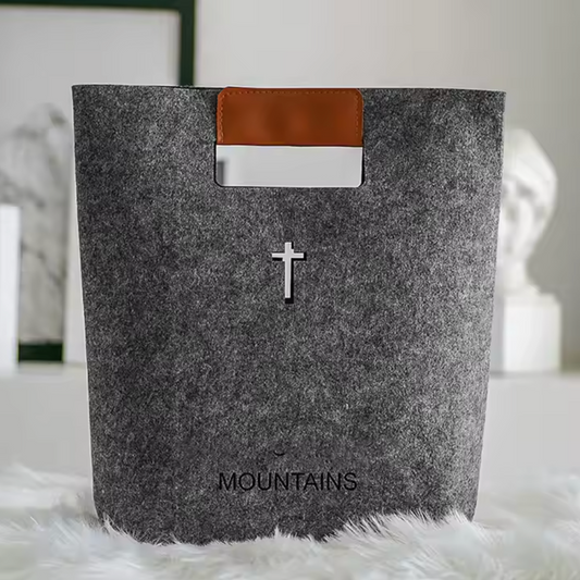 (BLACK) Bible Bag, Bible Carrying Case, Felt Bible Tote, Church Bag, Hollowed Cross
