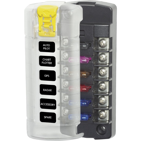 Blue Sea Systems 5035 ST Blade Fuse Block 6 Circuit Independent with Cover