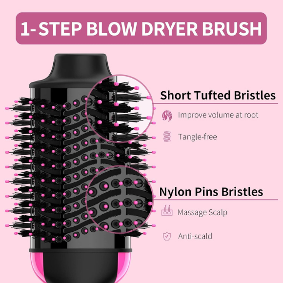 Hair Dryer Brush Blow Dryer Brush in One, 4 in 1 Styling Tools Blow Dryer with Ceramic Oval Barrel, Hair Dryer and Styler Volumizer, Hot Air Brush Hair Straightener Brush for All Hair Types