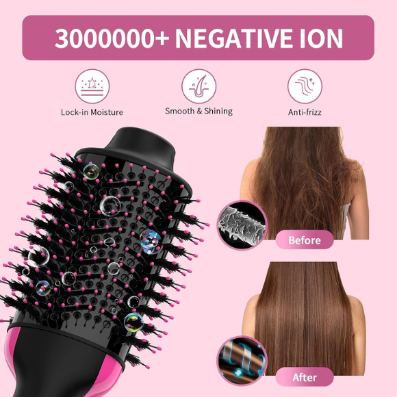 Hair Dryer Brush Blow Dryer Brush in One, 4 in 1 Styling Tools Blow Dryer with Ceramic Oval Barrel, Hair Dryer and Styler Volumizer, Hot Air Brush Hair Straightener Brush for All Hair Types