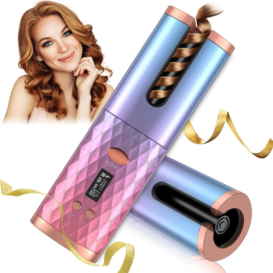 Automatic Curling Iron, Cordless Auto Hair Curler, Ceramic Rotating Hair Curler with 6 Temps & Timers, Portable Rechargeable Curling Wand, Auto Shut-Off, Fast Heating Iron for Styling Sty