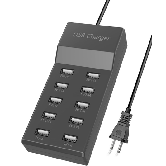USB Charging Station 10-Port USB Charging Hub Family-Sized Smart Multi USB Charger Ports for Multiple Devices Tablet Laptop