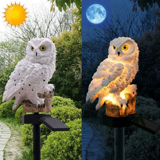 Solar Owl Garden Light – Waterproof Outdoor LED Yard Decor, Warm Light, Auto On/Off, IP65, 11.2”