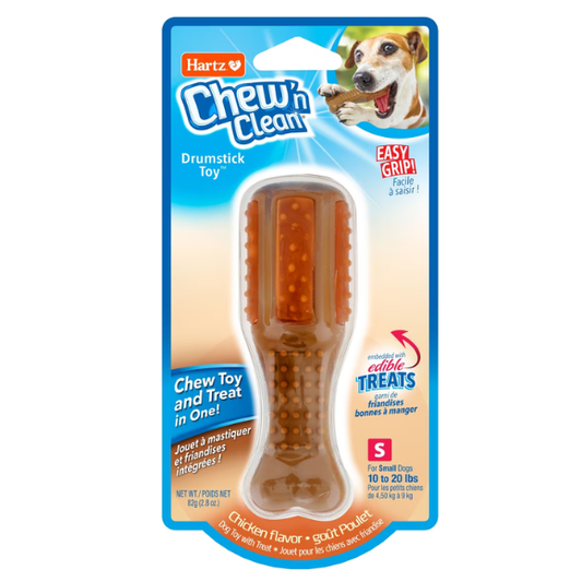 Hartz Chew'n Clean Drumstick Toy and Treat, small