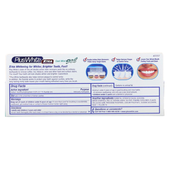 Plus White Xtra Whiteners Remove Stains Fast, Cool Mint 3.5oz