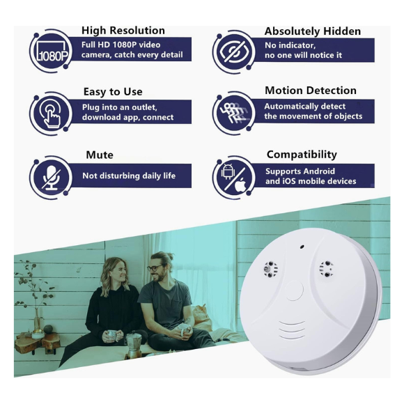 Hidden Camera Smoke Detector WiFi Spy Camera Hidden Cameras with Video HD 1080P