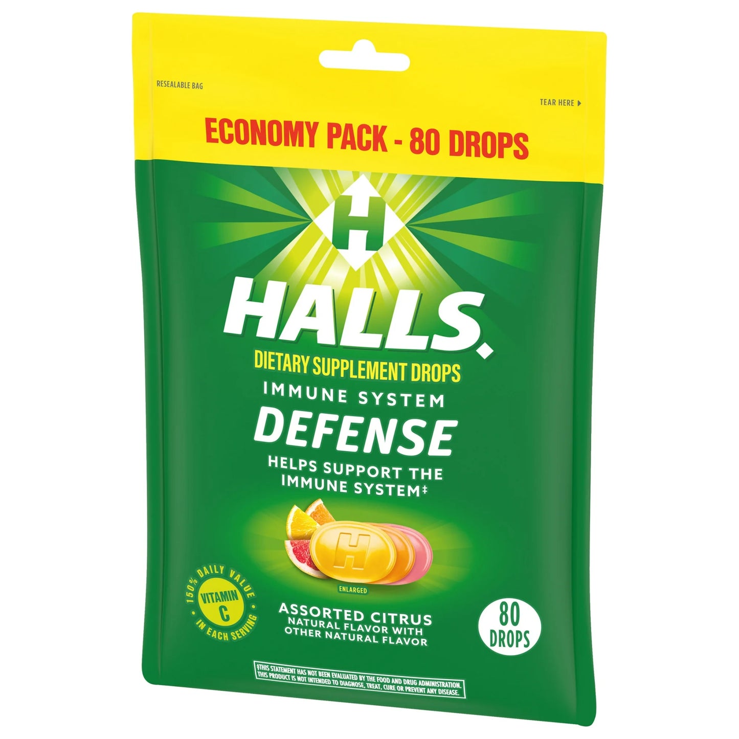 Halls Dietary Supplement Drops Immune System Defense / Assorted Citrus