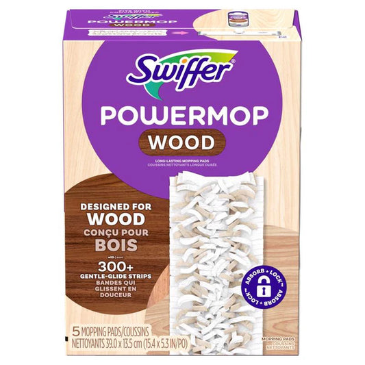 Swiffer Power Mop Wood Long Lasting Mopping Pads 5pc