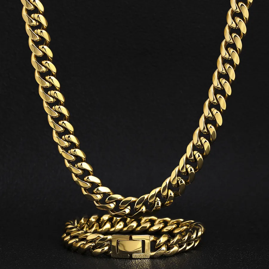 12mm 18K Gold Plated Cuban Link Chain – 18 Inch Men’s Hip Hop Necklace