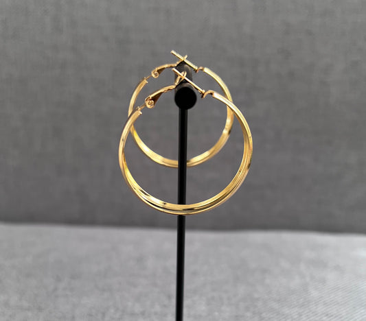 18k Gold Filled Diamond Cut Hoop Earrings 1.75”