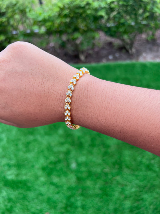 HIGH-QAULITY 🎁 Full Heart-Shaped Diamond Simple Crystal Zircon Alloy Bracelet - GOLD🎁