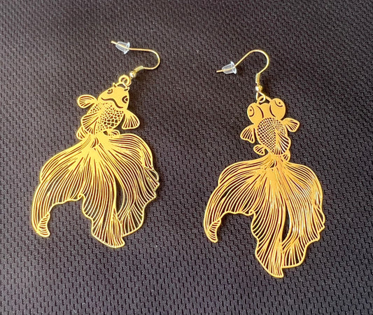 Fashion Simple Hollow Goldfish Earrings Painted  Style Long Ear Hooks Women Jewelry Gifts